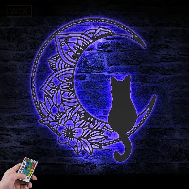 Cat Led Metal Sign - Wix Decor