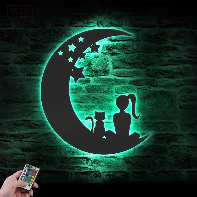 Cat Led Metal Sign - Wix Decor