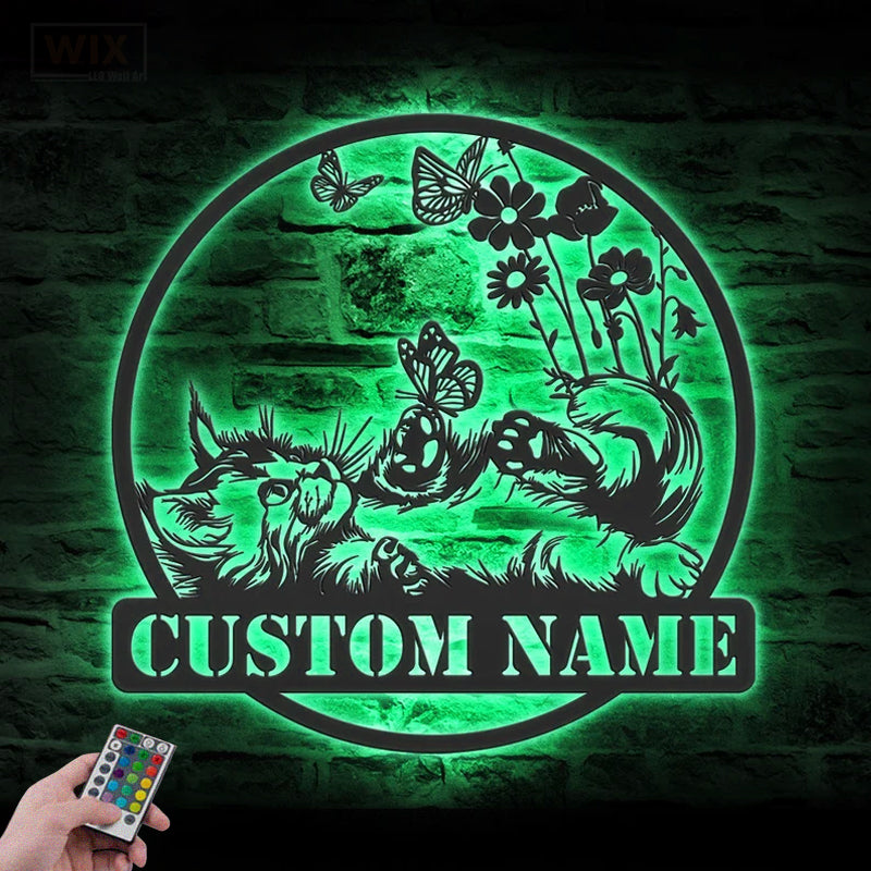Cat Led Metal Sign - Wix Decor