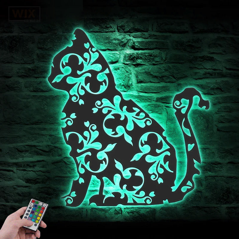 Cat Led Metal Sign - Wix Decor