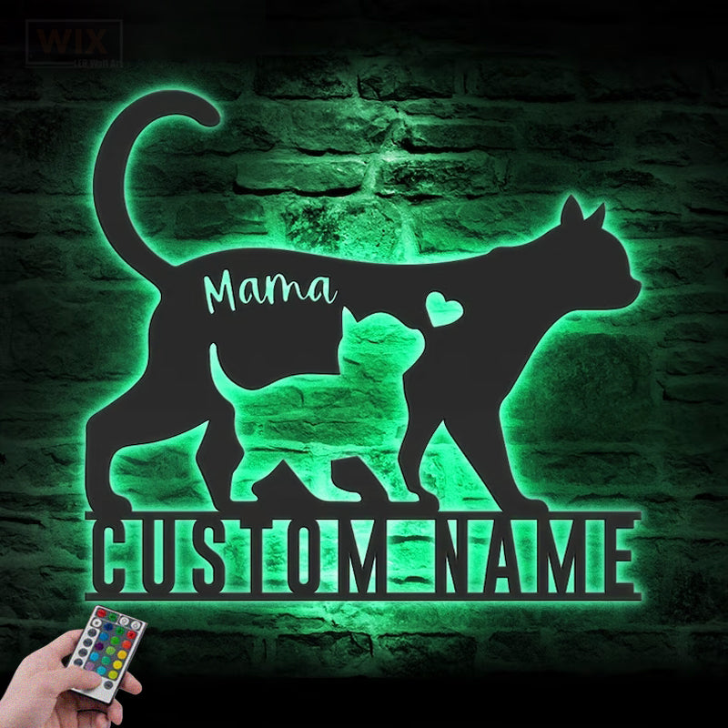 Cat Led Metal Sign - Wix Decor