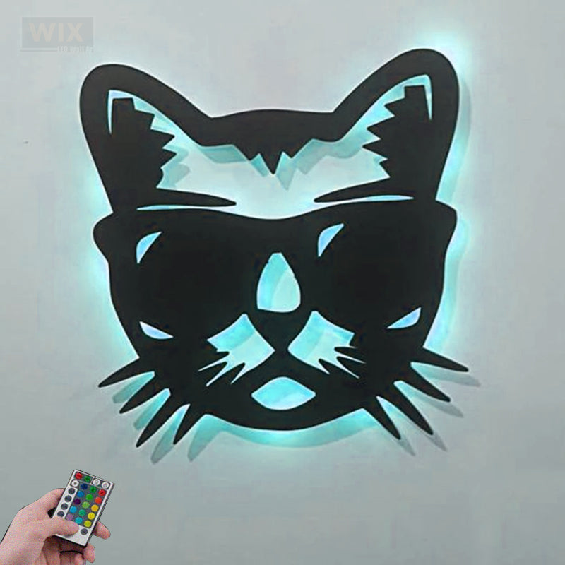 Cat Led Metal Sign - Wix Decor