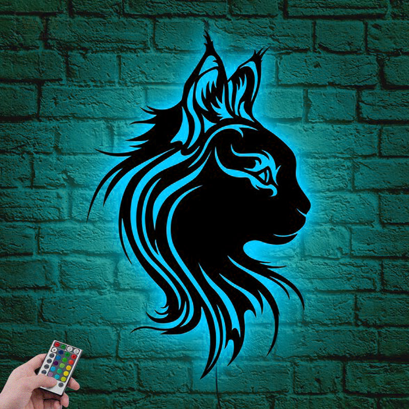 Cat Led Metal Sign - Wix Decor