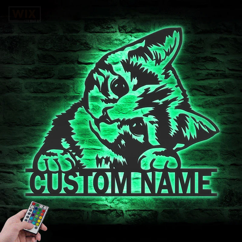 Cat Led Metal Sign - Wix Decor