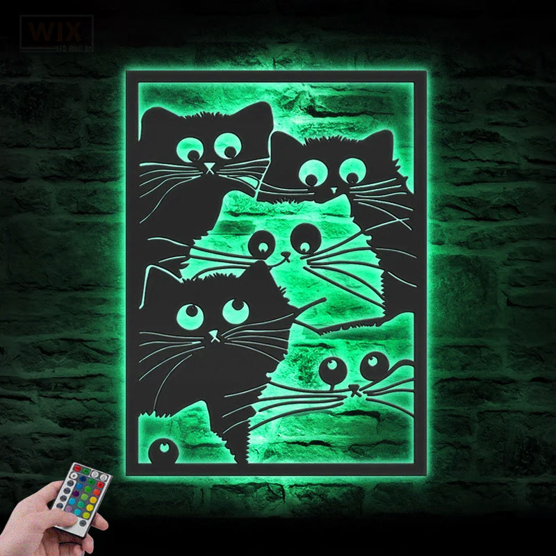 Cat Led Metal Sign - Wix Decor 