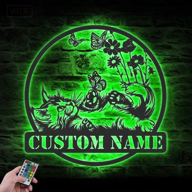 Cat Led Metal Sign - Wix Decor
