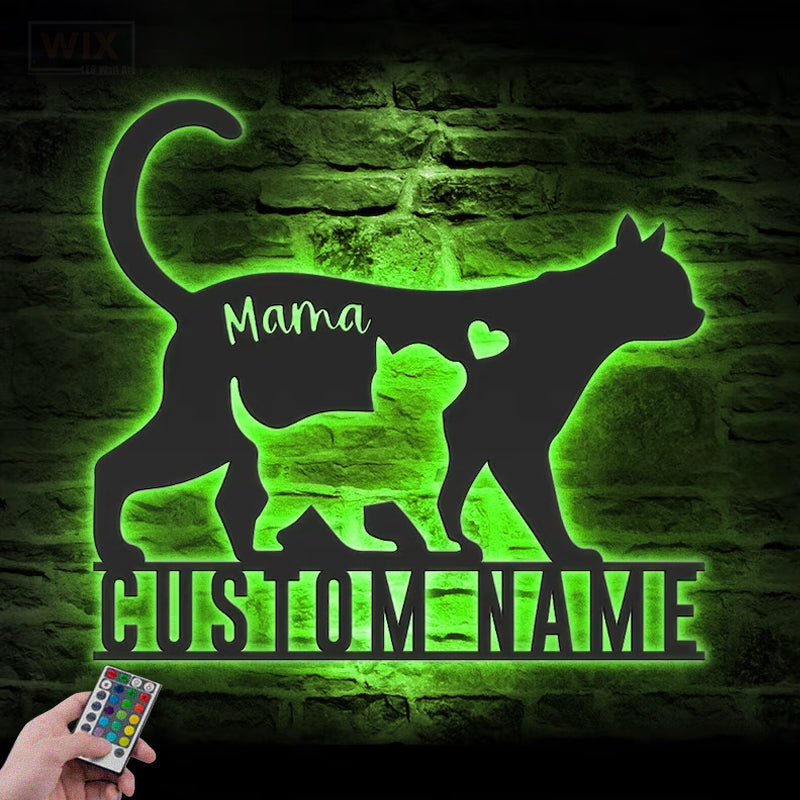 Cat Led Metal Sign - Wix Decor