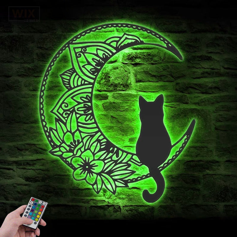 Cat Led Metal Sign - Wix Decor