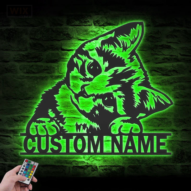 Cat Led Metal Sign - Wix Decor
