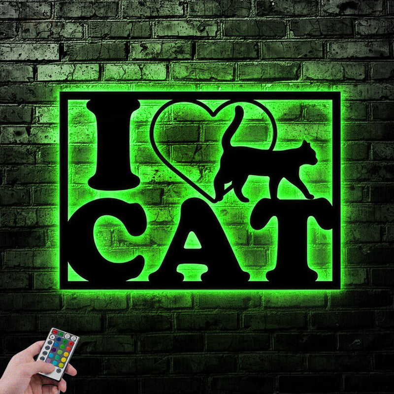 Cat Led Metal Sign - Wix Decor