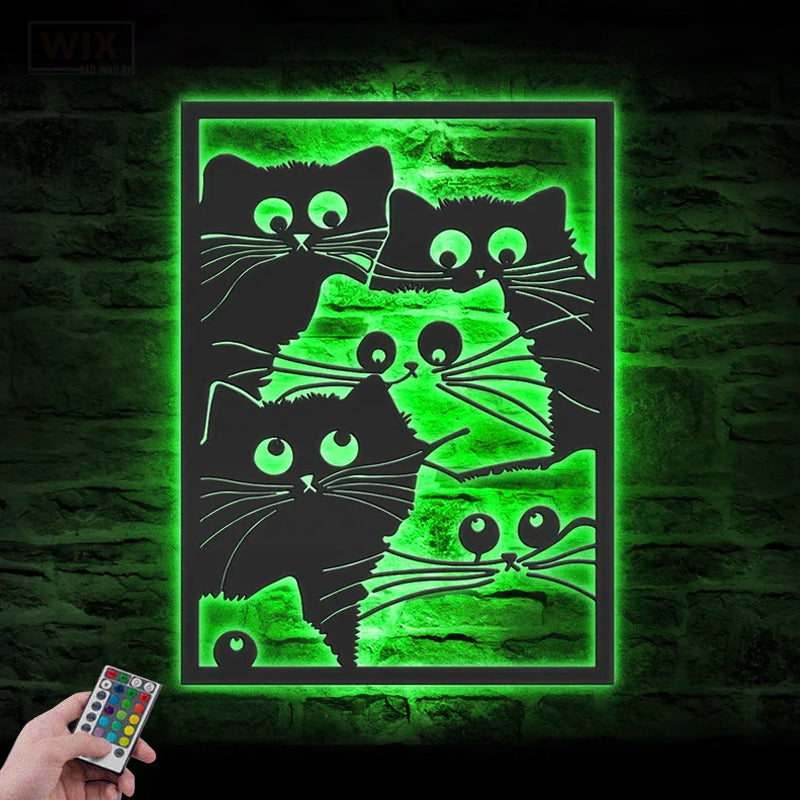 Cat Led Metal Sign - Wix Decor 