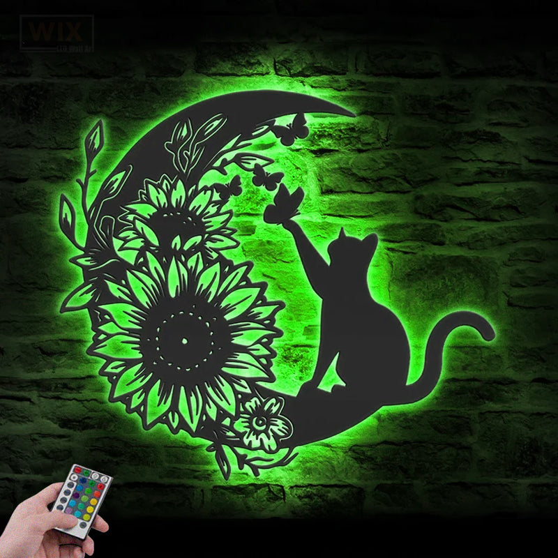 Cat Led Metal Sign - Wix Decor
