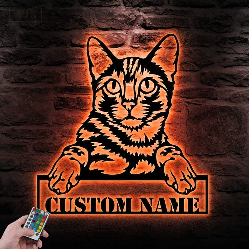 Cat Led Metal Sign - Wix Decor