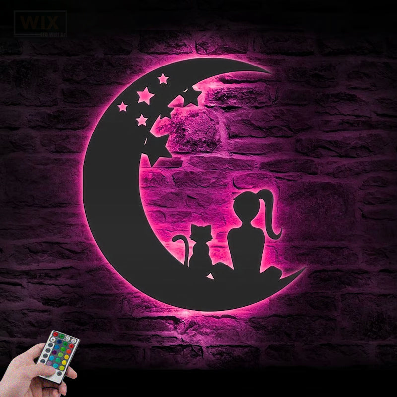 Cat Led Metal Sign - Wix Decor