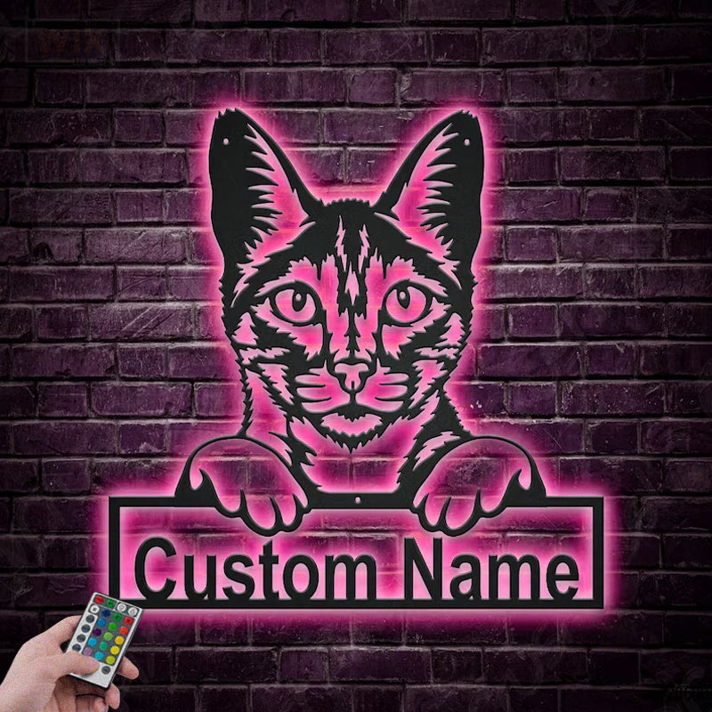 Cat Led Metal Sign - Wix Decor