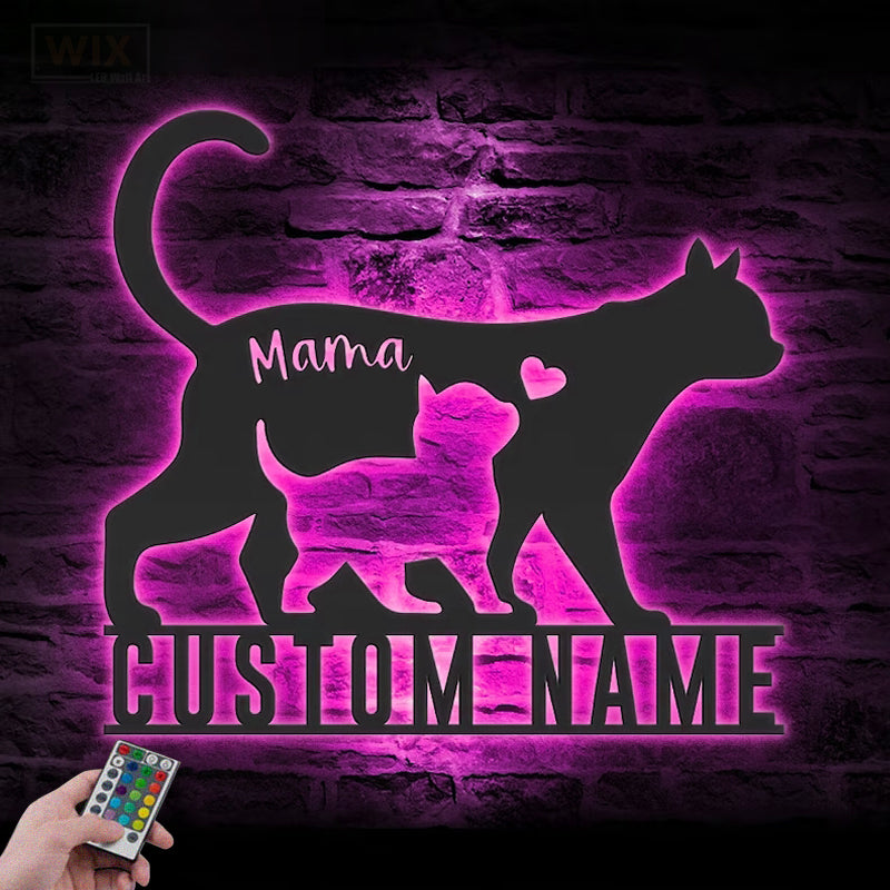Cat Led Metal Sign - Wix Decor