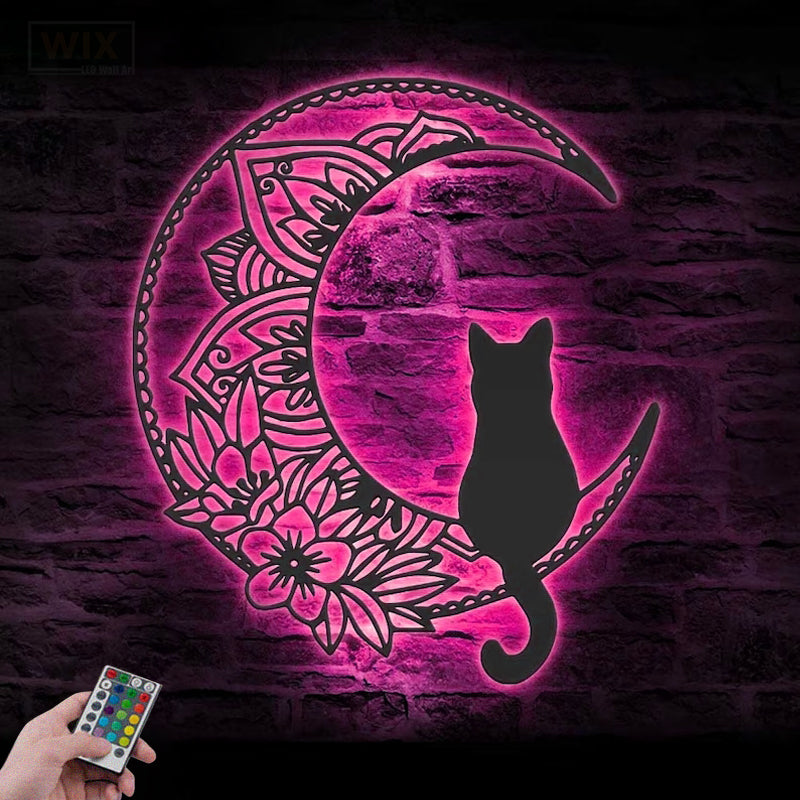 Cat Led Metal Sign - Wix Decor