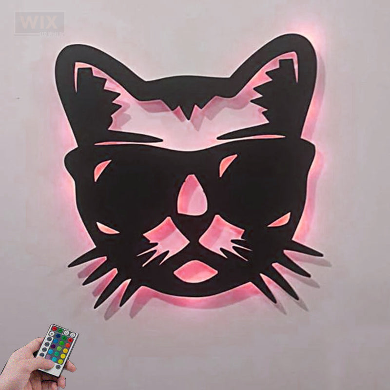 Cat Led Metal Sign - Wix Decor