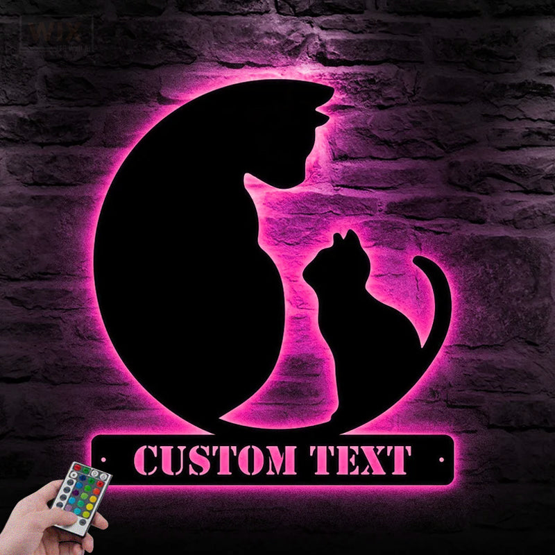 Cat Led Metal Sign - Wix Decor