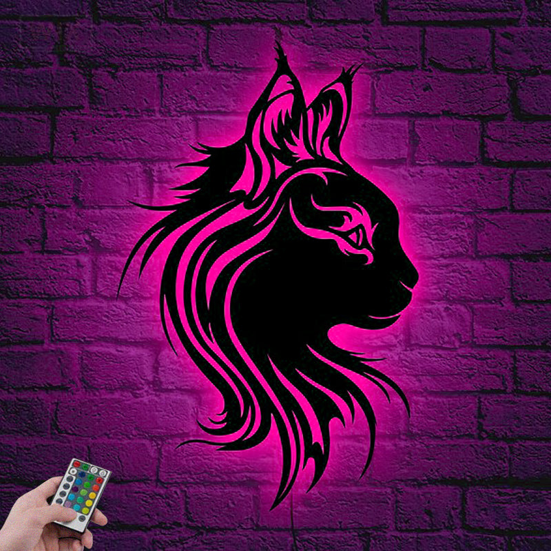 Cat Led Metal Sign - Wix Decor