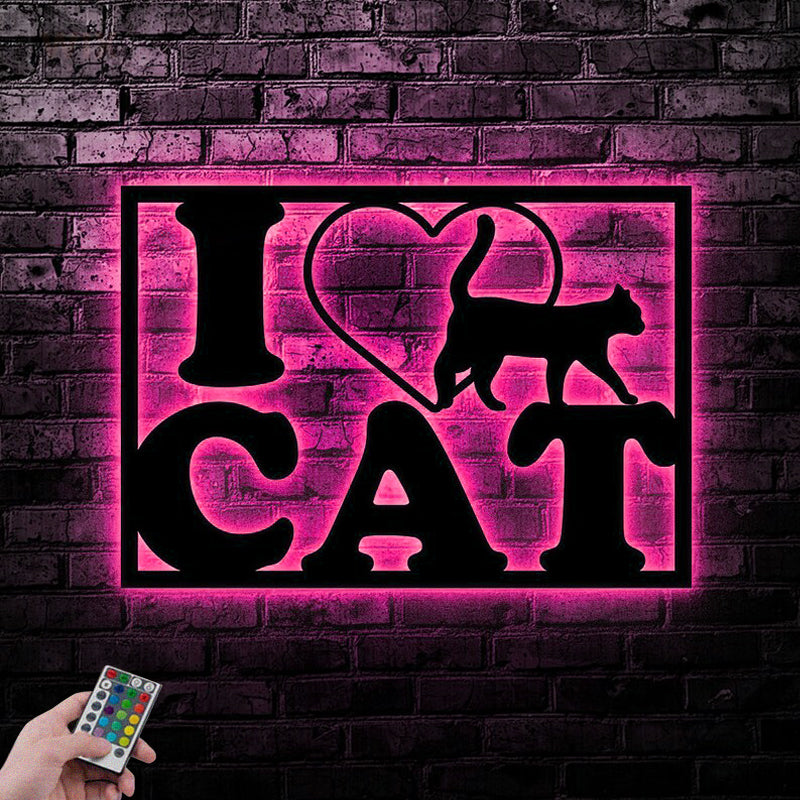 Cat Led Metal Sign - Wix Decor