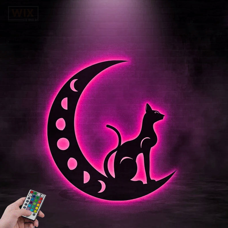 Cat Led Metal Sign -Vinamaker