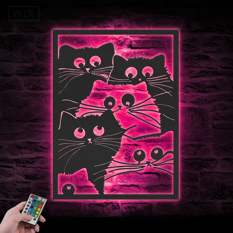 Cat Led Metal Sign - Wix Decor 