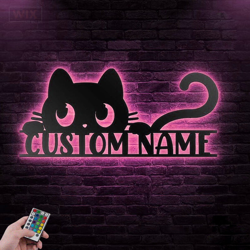 Cat Led Metal Sign - Wix Decor