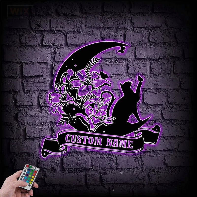 Cat Led Metal Sign - Wix Decor