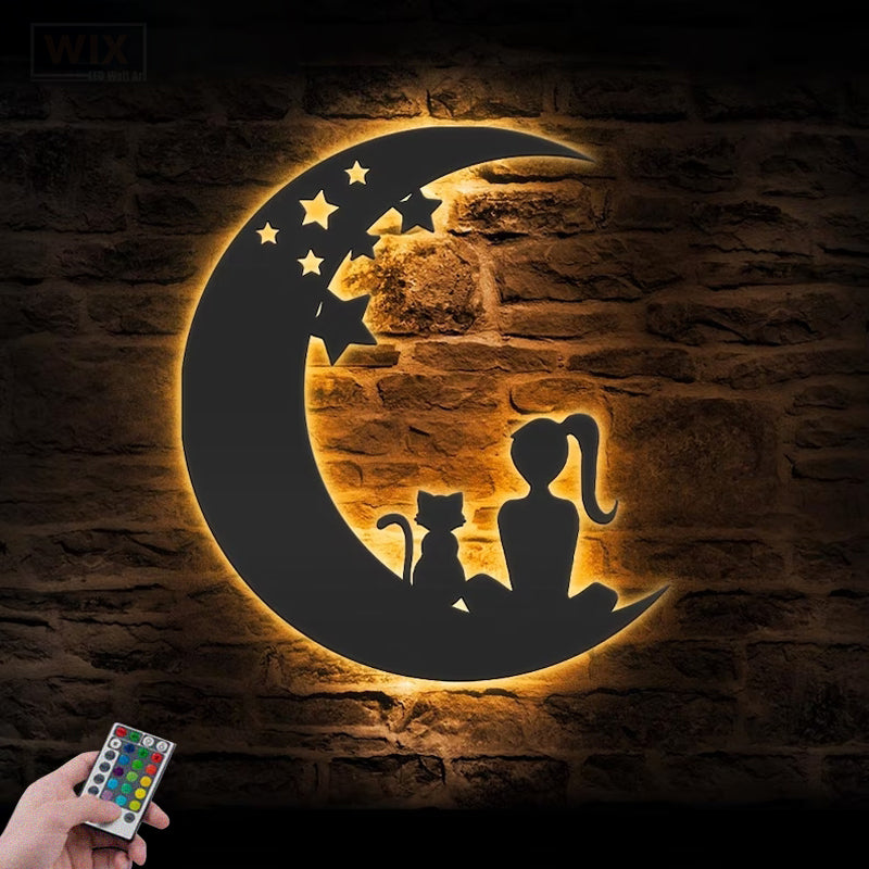 Cat Led Metal Sign - Wix Decor