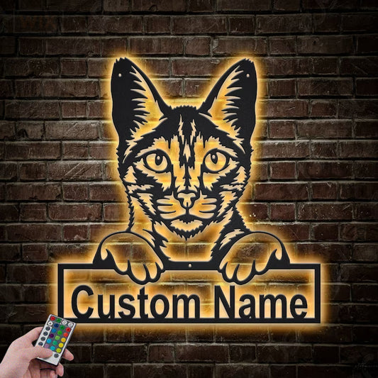 Cat Led Metal Sign