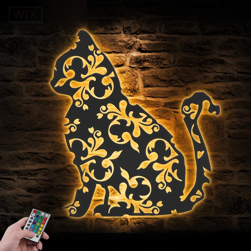 Cat Led Metal Sign - Wix Decor