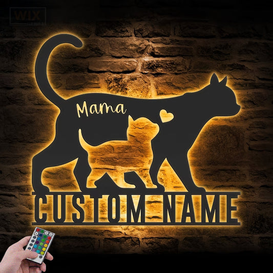 Cat Led Metal Sign - Wix Decor