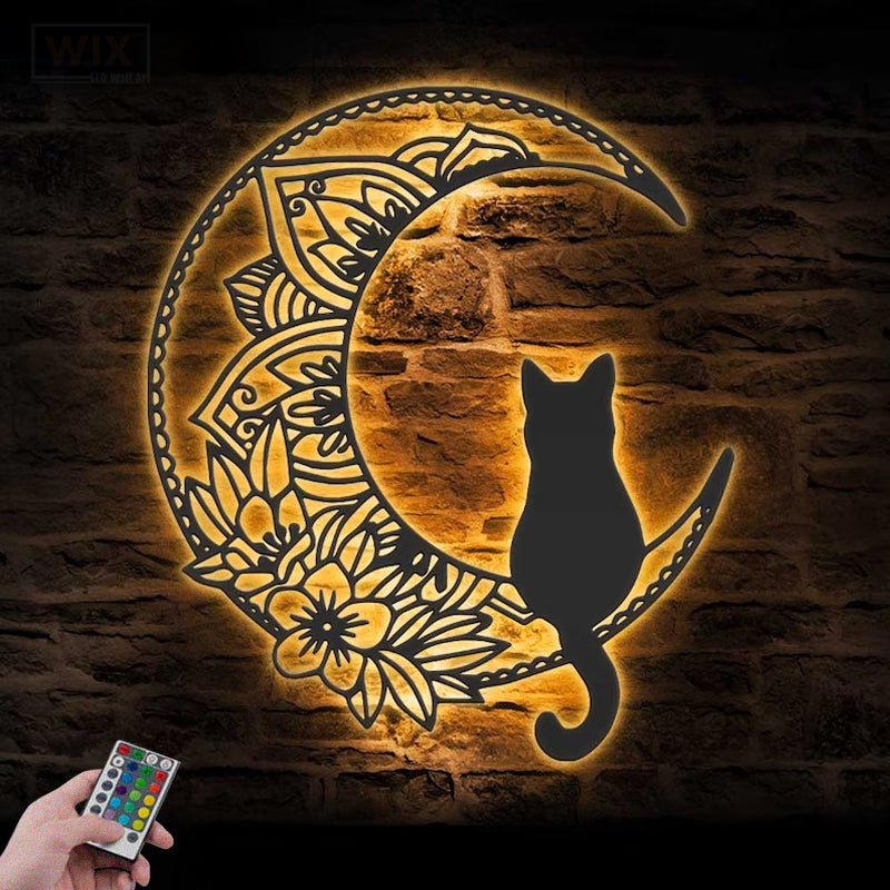 Cat Led Metal Sign - Wix Decor