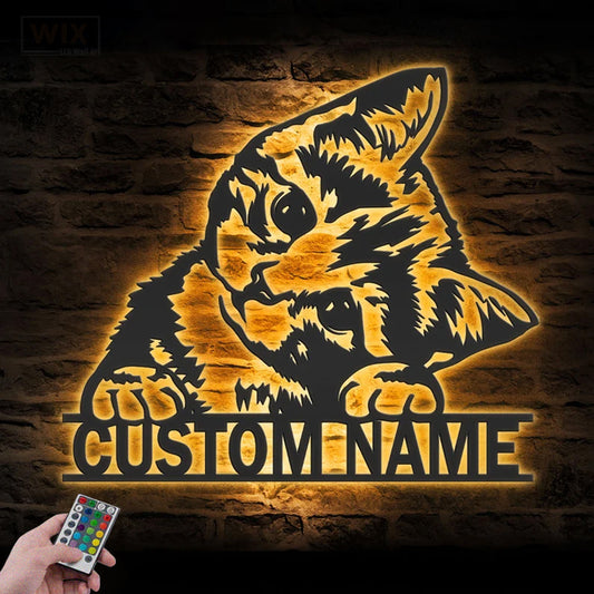 Cat Led Metal Sign