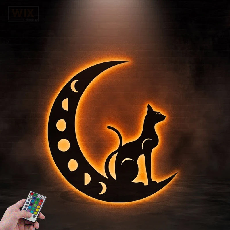 Cat Led Metal Sign -Vinamaker