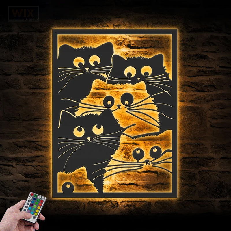 Cat Led Metal Sign - Wix Decor 