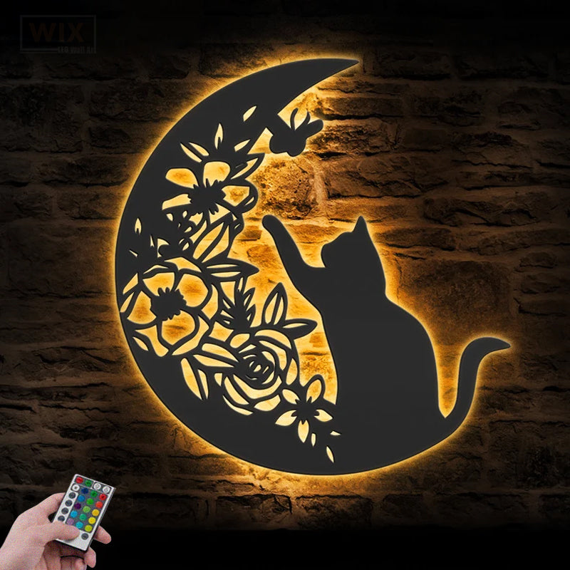 Cat Led Metal Sign - Wix Decor