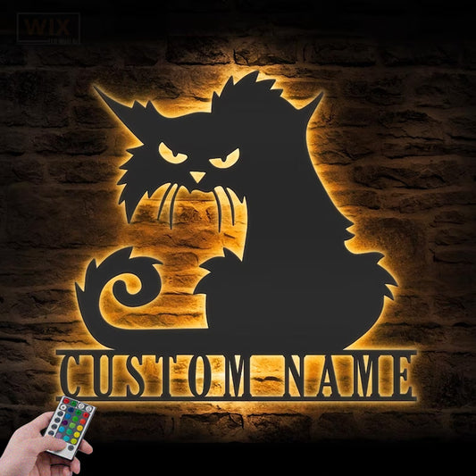 Cat Led Metal Sign - Wix Decor