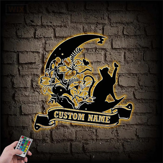 Cat Led Metal Sign - Wix Decor