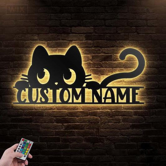 Cat Led Metal Sign - Wix Decor