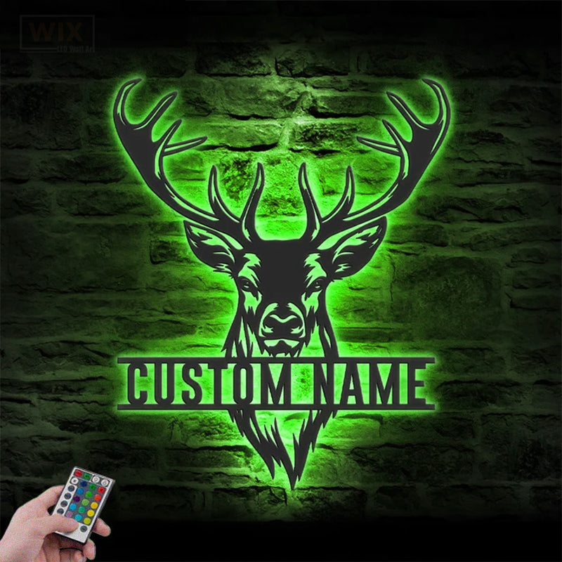 Deer Or Moose Hunting LED Metal Sign - Wix Decor