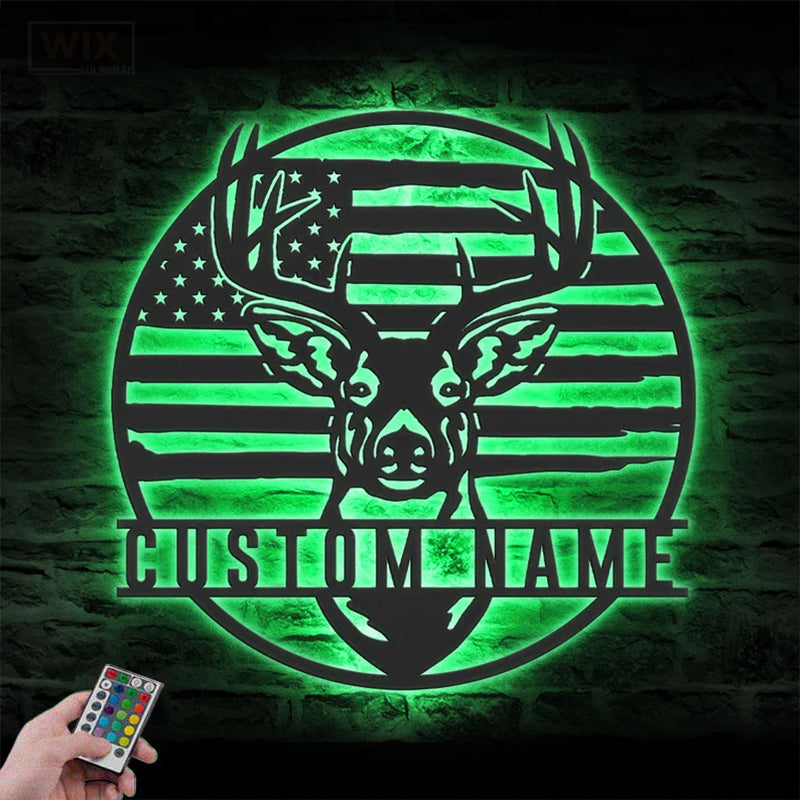 Deer Or Moose Hunting LED Metal Sign - Wix Decor