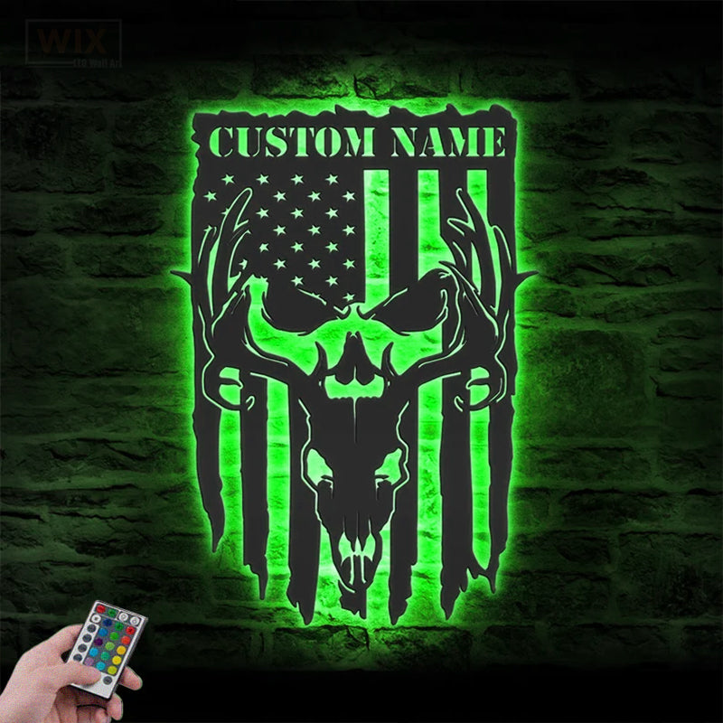 Deer Or Moose Hunting LED Metal Sign - Wix Decor