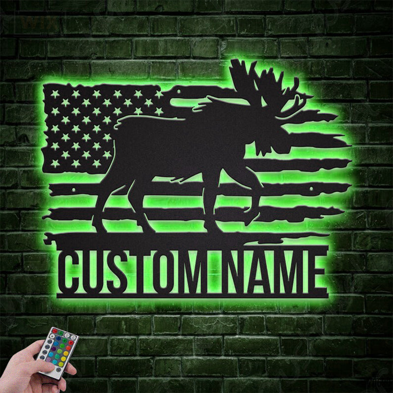 Deer Or Moose Hunting LED Metal Sign - Wix Decor