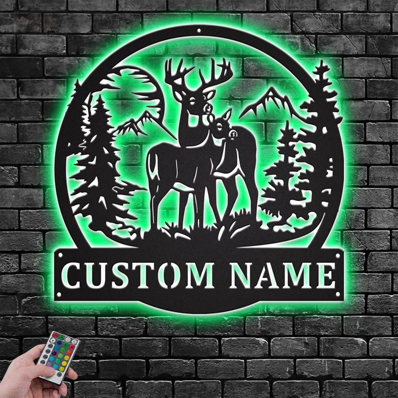 Deer Or Moose Hunting LED Metal Sign - Wix Decor