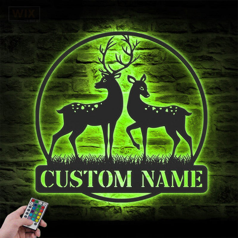 Deer Or Moose Hunting LED Metal Sign - Wix Decor