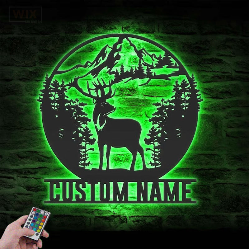 Deer Or Moose Hunting LED Metal Sign - Wix Decor