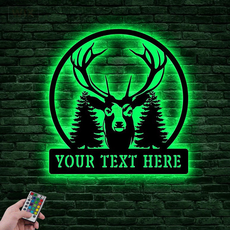 Deer Or Moose Hunting LED Metal Sign - Wix Decor