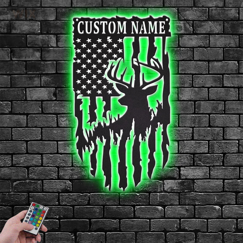 Deer Or Moose Hunting LED Metal Sign - Wix Decor